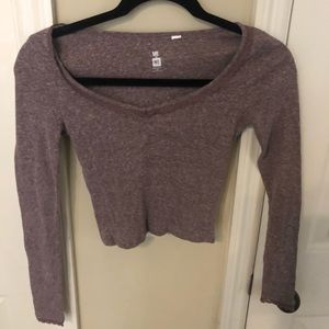Long sleeve purple crop top